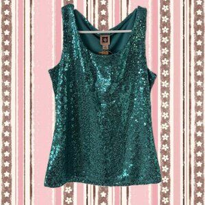 Anne Klein Teal Sequin Top